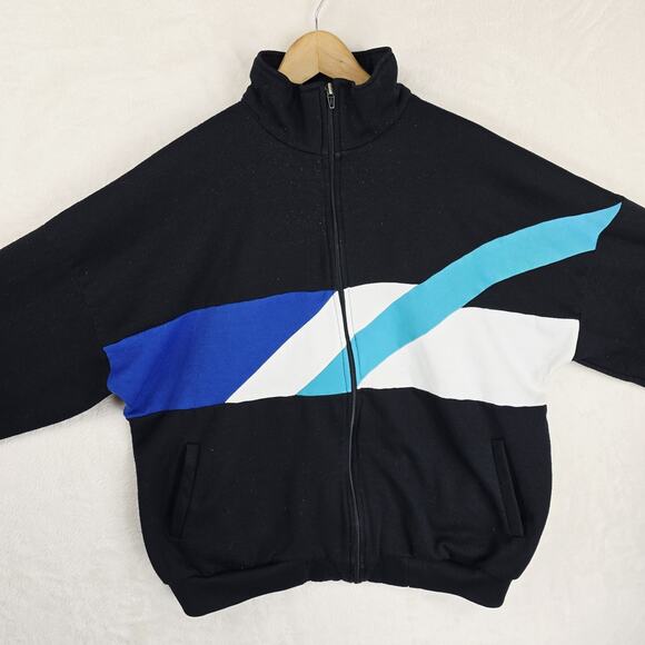 Vintage Trader Bay Track Jacket XL Zip Sweatshirt Retro Striped Jogging 80s - Picture 4 of 10